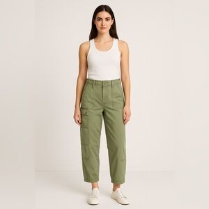 Anthropologie Utility Cargo Cropped Pants Olive Green